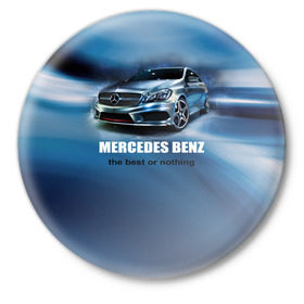 Значок с принтом Мерседес Бенц в Новосибирске,  металл | круглая форма, металлическая застежка в виде булавки | auto | mercedes benz | авто | автомобиль | водитель | машина | мерин | мерс | тачка