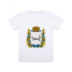 Детская футболка хлопок с принтом Герб Башкортостана в Новосибирске, 100% хлопок | круглый вырез горловины, полуприлегающий силуэт, длина до линии бедер | Тематика изображения на принте: 