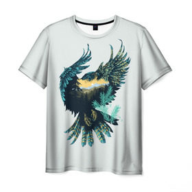 Мужская футболка 3D с принтом Орел в Новосибирске, 100% полиэфир | прямой крой, круглый вырез горловины, длина до линии бедер | беркут | кречет | орел | природа | птица | ястреб