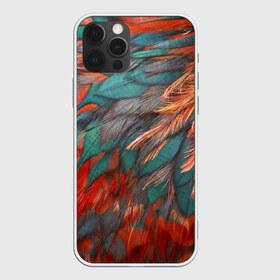 Чехол для iPhone 12 Pro Max с принтом Перья в Новосибирске, Силикон |  | зеленые | красные | перья | птица