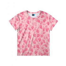Детская футболка 3D с принтом Человеческие сердца в Новосибирске, 100% гипоаллергенный полиэфир | прямой крой, круглый вырез горловины, длина до линии бедер, чуть спущенное плечо, ткань немного тянется | love | валентин | валентинка | любовь | паттерн | розовый | сердечки | сердце