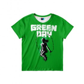 Детская футболка 3D с принтом Green Day в Новосибирске, 100% гипоаллергенный полиэфир | прямой крой, круглый вырез горловины, длина до линии бедер, чуть спущенное плечо, ткань немного тянется | Тематика изображения на принте: american idiot | green day | грин дей | грин дэй