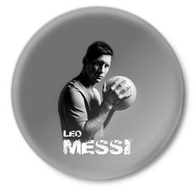 Значок с принтом Leo Messi в Новосибирске,  металл | круглая форма, металлическая застежка в виде булавки | barcelona | spanish | аргентина | барселона | испания | лео | месси | мяч | футбол | футболист