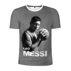 Мужская футболка 3D спортивная с принтом Leo Messi в Новосибирске, 100% полиэстер с улучшенными характеристиками | приталенный силуэт, круглая горловина, широкие плечи, сужается к линии бедра | barcelona | spanish | аргентина | барселона | испания | лео | месси | мяч | футбол | футболист