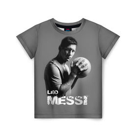 Детская футболка 3D с принтом Leo Messi в Новосибирске, 100% гипоаллергенный полиэфир | прямой крой, круглый вырез горловины, длина до линии бедер, чуть спущенное плечо, ткань немного тянется | barcelona | spanish | аргентина | барселона | испания | лео | месси | мяч | футбол | футболист