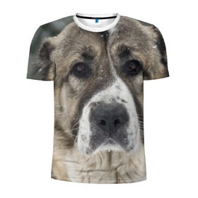 Мужская футболка 3D спортивная с принтом САО (алабай) в Новосибирске, 100% полиэстер с улучшенными характеристиками | приталенный силуэт, круглая горловина, широкие плечи, сужается к линии бедра | большая огромная | грозная | добрая | друг человека | животное | красивая | милая | пес | породистая собака | породы | прикольная | сао алабай | щенок