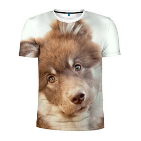 Мужская футболка 3D спортивная с принтом Милый в Новосибирске, 100% полиэстер с улучшенными характеристиками | приталенный силуэт, круглая горловина, широкие плечи, сужается к линии бедра | друг человека | животное | красивая | маленький | милая | милый взгляд | пес | песик | породистая собака | породы | прикольная | рыжий | щенок