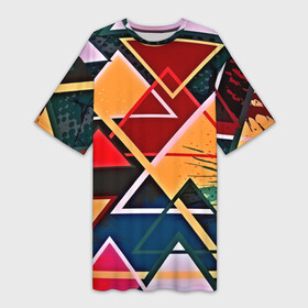 Платье-футболка 3D с принтом similar triangles в Новосибирске,  |  | Тематика изображения на принте: абстракция | бумага | геометрия | грани | изгиб | линии | оптические | полигоны | полосы | постель | розовый | сочетания | текстура | треугольники