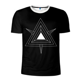 Мужская футболка 3D спортивная с принтом Темные треугольники в Новосибирске, 100% полиэстер с улучшенными характеристиками | приталенный силуэт, круглая горловина, широкие плечи, сужается к линии бедра | геометрия | треугольник | треугольники