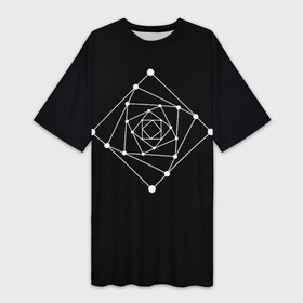 Платье-футболка 3D с принтом Темная рекурсия в Новосибирске,  |  | абстракция | геометрия | квадраты | круги | рекурсия