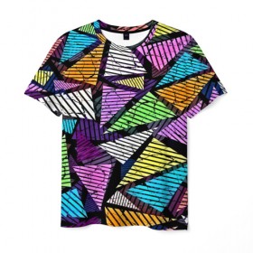 Мужская футболка 3D с принтом Fashion triangle в Новосибирске, 100% полиэфир | прямой крой, круглый вырез горловины, длина до линии бедер | 