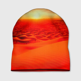 Шапка 3D с принтом Пустыня в Новосибирске, 100% полиэстер | универсальный размер, печать по всей поверхности изделия | красный | пейзаж | яркий