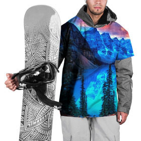 Накидка на куртку 3D с принтом Озеро в Новосибирске, 100% полиэстер |  | banff national park | canada | lake | landscape | moraine | лес | озеро | природа | страны
