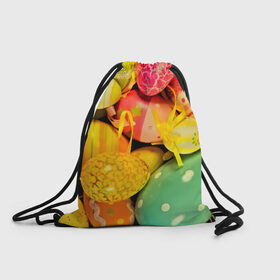 Рюкзак-мешок 3D с принтом Пасхальные яйца в Новосибирске, 100% полиэстер | плотность ткани — 200 г/м2, размер — 35 х 45 см; лямки — толстые шнурки, застежка на шнуровке, без карманов и подкладки | Тематика изображения на принте: 