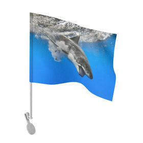 Флаг для автомобиля с принтом Акула в Новосибирске, 100% полиэстер | Размер: 30*21 см | shark | море | синий | челюсти