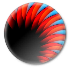 Значок с принтом Абстрактные лепестки в Новосибирске,  металл | круглая форма, металлическая застежка в виде булавки | Тематика изображения на принте: красный | черный | яркий