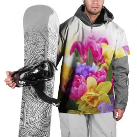 Накидка на куртку 3D с принтом Нежность в Новосибирске, 100% полиэстер |  | желтый | красный | любовь | новинки | подарок | розы | сердце | текстура | тюльпаны | цветы
