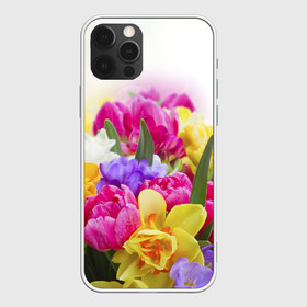 Чехол для iPhone 12 Pro Max с принтом Нежность в Новосибирске, Силикон |  | Тематика изображения на принте: желтый | красный | любовь | новинки | подарок | розы | сердце | текстура | тюльпаны | цветы