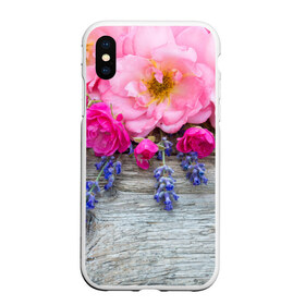 Чехол для iPhone XS Max матовый с принтом Весенний аромат в Новосибирске, Силикон | Область печати: задняя сторона чехла, без боковых панелей | желтый | красный | любовь | новинки | подарок | розы | сердце | текстура | тюльпаны | цветы