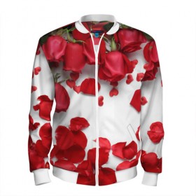 Мужской бомбер 3D с принтом Сильные чуства в Новосибирске, 100% полиэстер | застегивается на молнию, по бокам два кармана без застежек, по низу бомбера и на воротнике - эластичная резинка | желтый | красный | любовь | новинки | подарок | розы | сердце | текстура | тюльпаны | цветы