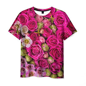 Мужская футболка 3D с принтом Пылания страсти в Новосибирске, 100% полиэфир | прямой крой, круглый вырез горловины, длина до линии бедер | желтый | красный | любовь | новинки | подарок | розы | сердце | текстура | тюльпаны | цветы
