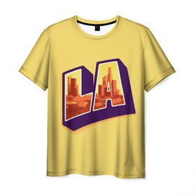 Мужская футболка 3D с принтом Лос-Анджелес в Новосибирске, 100% полиэфир | прямой крой, круглый вырез горловины, длина до линии бедер | california | los angeles | usa | америка | калифорния | лос анджелес | сша