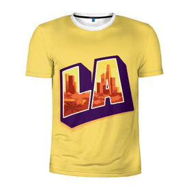 Мужская футболка 3D спортивная с принтом Лос-Анджелес в Новосибирске, 100% полиэстер с улучшенными характеристиками | приталенный силуэт, круглая горловина, широкие плечи, сужается к линии бедра | california | los angeles | usa | америка | калифорния | лос анджелес | сша