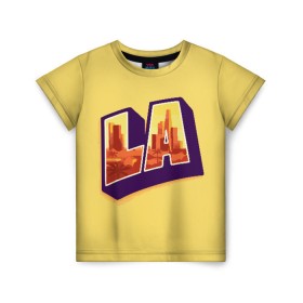 Детская футболка 3D с принтом Лос-Анджелес в Новосибирске, 100% гипоаллергенный полиэфир | прямой крой, круглый вырез горловины, длина до линии бедер, чуть спущенное плечо, ткань немного тянется | california | los angeles | usa | америка | калифорния | лос анджелес | сша