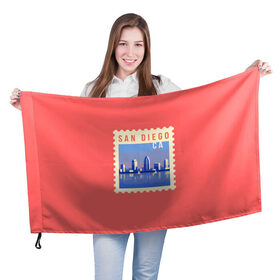 Флаг 3D с принтом Сан Диего в Новосибирске, 100% полиэстер | плотность ткани — 95 г/м2, размер — 67 х 109 см. Принт наносится с одной стороны | california | san diego | америка | калифорния | сан диего | сша
