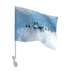 Флаг для автомобиля с принтом Су 34 в Новосибирске, 100% полиэстер | Размер: 30*21 см | самолет
