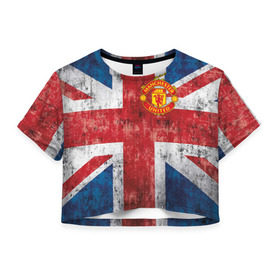 Женская футболка 3D укороченная с принтом Красные дьяволы в Новосибирске, 100% полиэстер | круглая горловина, длина футболки до линии талии, рукава с отворотами | 3d | british | manchester united | mu | new | англия | великобритания | игра | красные дьяволы | лондон | манчестер | манчестер юнайтед | мю | новые | популярные | прикольные | флаг британии | футбол