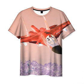 Мужская футболка 3D с принтом Су 34 абстракция в Новосибирске, 100% полиэфир | прямой крой, круглый вырез горловины, длина до линии бедер | самолет