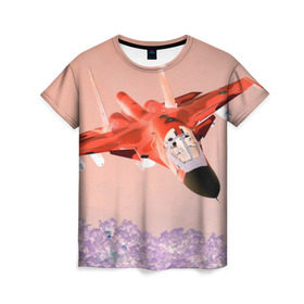Женская футболка 3D с принтом Су 34 абстракция в Новосибирске, 100% полиэфир ( синтетическое хлопкоподобное полотно) | прямой крой, круглый вырез горловины, длина до линии бедер | самолет