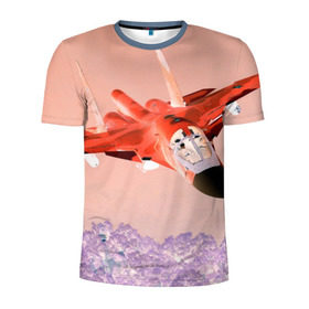 Мужская футболка 3D спортивная с принтом Су 34 абстракция в Новосибирске, 100% полиэстер с улучшенными характеристиками | приталенный силуэт, круглая горловина, широкие плечи, сужается к линии бедра | самолет