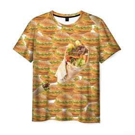 Мужская футболка 3D с принтом Best food ever в Новосибирске, 100% полиэфир | прямой крой, круглый вырез горловины, длина до линии бедер | burger | fast food | бургер | донер | фастфуд | шава | шаурма