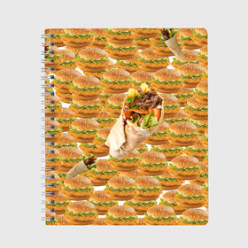 Тетрадь с принтом Best food ever в Новосибирске, 100% бумага | 48 листов, плотность листов — 60 г/м2, плотность картонной обложки — 250 г/м2. Листы скреплены сбоку удобной пружинной спиралью. Уголки страниц и обложки скругленные. Цвет линий — светло-серый
 | burger | fast food | бургер | донер | фастфуд | шава | шаурма