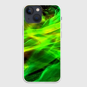 Чехол для iPhone 13 mini с принтом Световые линии в Новосибирске,  |  | color | colour | glim | glow | light | lights | shine | society | world | абстракция | блеск | великолепие | волны | глянец | дым | зеленый свет | лоск | свет | сияние | солнечный свет