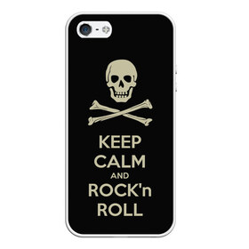 Чехол для iPhone 5/5S матовый с принтом Keep Calm and ROCK в Новосибирске, Силикон | Область печати: задняя сторона чехла, без боковых панелей | music | rock | rock and roll | музыка | рок