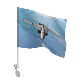 Флаг для автомобиля с принтом МиГ-31 в Новосибирске, 100% полиэстер | Размер: 30*21 см | самолет