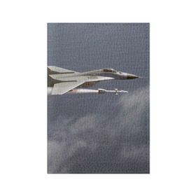 Обложка для паспорта матовая кожа с принтом Атака МиГ-29 в Новосибирске, натуральная матовая кожа | размер 19,3 х 13,7 см; прозрачные пластиковые крепления | самолет