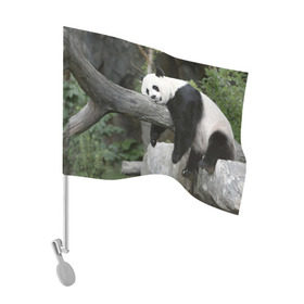 Флаг для автомобиля с принтом Большая уставшая панда в Новосибирске, 100% полиэстер | Размер: 30*21 см | бамбук | животное | медведь