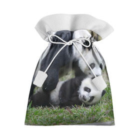 Подарочный 3D мешок с принтом Мамочка и сыночек панды в Новосибирске, 100% полиэстер | Размер: 29*39 см | Тематика изображения на принте: бамбук | животное | медведь
