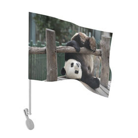 Флаг для автомобиля с принтом Паркур панда в Новосибирске, 100% полиэстер | Размер: 30*21 см | бамбук | животное | медведь