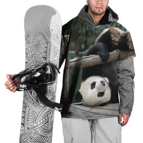 Накидка на куртку 3D с принтом Паркур панда в Новосибирске, 100% полиэстер |  | бамбук | животное | медведь