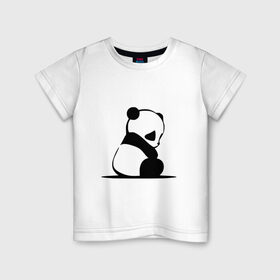 Детская футболка хлопок с принтом Грустный панда в Новосибирске, 100% хлопок | круглый вырез горловины, полуприлегающий силуэт, длина до линии бедер | бамбук | животное | медведь