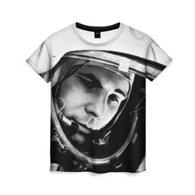 Женская футболка 3D с принтом Юрий Гагарин в Новосибирске, 100% полиэфир ( синтетическое хлопкоподобное полотно) | прямой крой, круглый вырез горловины, длина до линии бедер | первый космонавт