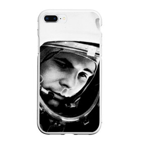 Чехол для iPhone 7Plus/8 Plus матовый с принтом Юрий Гагарин в Новосибирске, Силикон | Область печати: задняя сторона чехла, без боковых панелей | первый космонавт