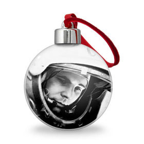 Ёлочный шар с принтом Юрий Гагарин в Новосибирске, Пластик | Диаметр: 77 мм | первый космонавт