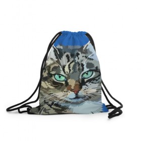 Рюкзак-мешок 3D с принтом Котэ в Новосибирске, 100% полиэстер | плотность ткани — 200 г/м2, размер — 35 х 45 см; лямки — толстые шнурки, застежка на шнуровке, без карманов и подкладки | cat | взгляд | глаза | животные | киска | кот | котёнок | кошка