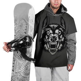 Накидка на куртку 3D с принтом Злой оскал волка в Новосибирске, 100% полиэстер |  | аука | бирюк | волк | волчара | волчица | волчок | глаза | животное | животные | зверь | койот | млекопитающее | оскал | санитар леса | силуэт | татуировка | трафарет | уши | хищник | черный | шакал